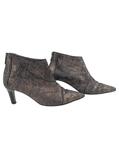 Högl Damen Stiefeletten Gr. 36 Bronze Schlangenmuster Absatz 7cm Elegant