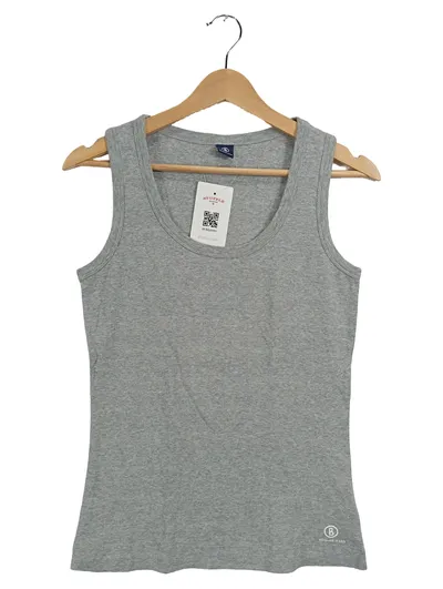 Bogner Jeans Damen Top Ärmellos Tank Top Gr. 38 M Grau Baumwolle Basic