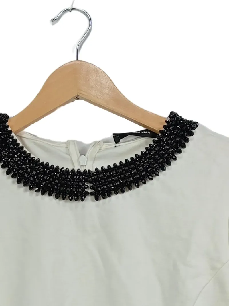 Hallhuber Bluse Elegant Gr. 40/L Weiß Langarm Festlich Perlen Viskose 3