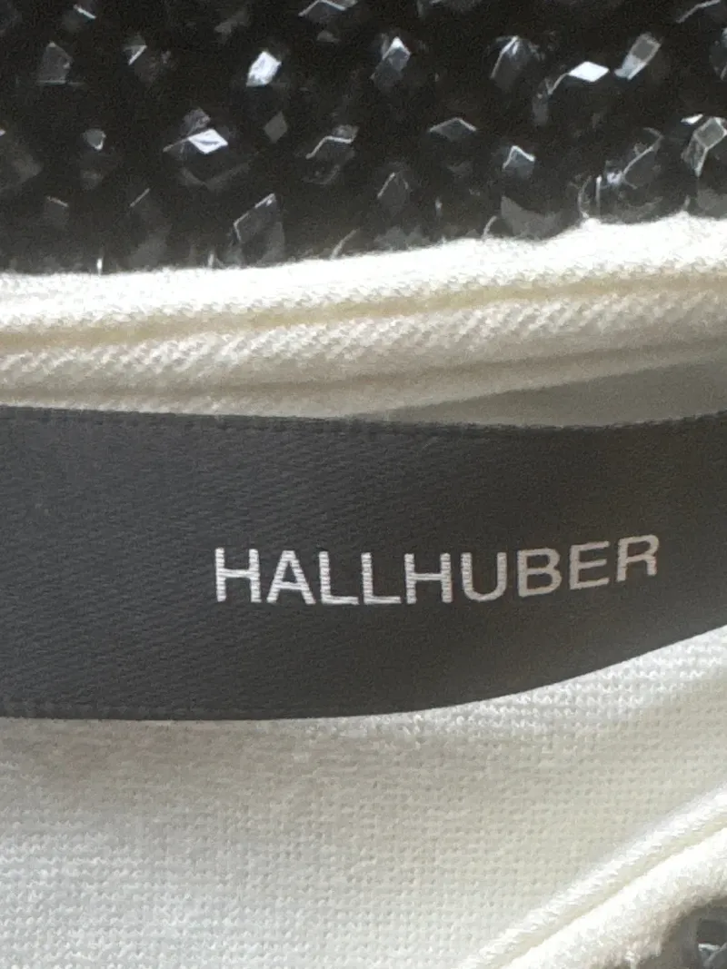 Hallhuber Bluse Elegant Gr. 40/L Weiß Langarm Festlich Perlen Viskose 6