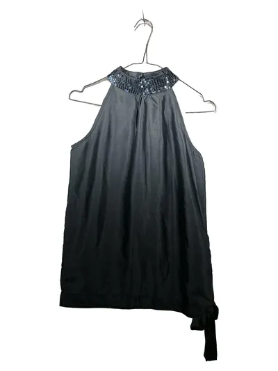 Grain de Malice Damen Top Bluse Gr. 38 Grau Pailletten Elegant