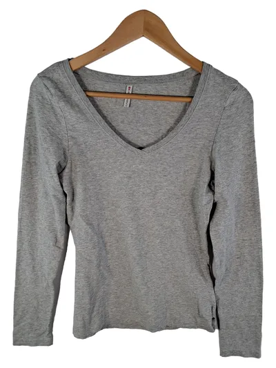Fishbone Damen Langarmshirt Grau Meliert Baumwolle Basic Gr. S