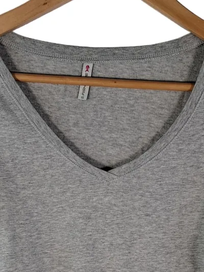 Fishbone Damen Langarmshirt Grau Meliert Baumwolle Basic Gr. S