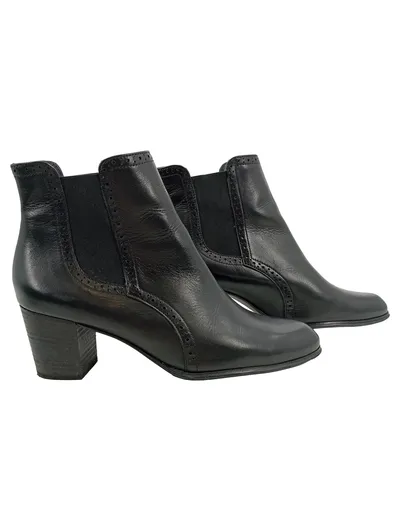 Paul Green Damen Chelsea Boots Stiefeletten Leder Schwarz Gr. 41 Blockabsatz