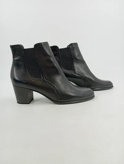 Paul Green Damen Chelsea Boots Stiefeletten Leder Schwarz Gr. 41 Blockabsatz