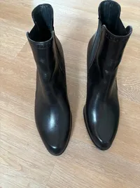 Paul Green Damen Chelsea Boots Stiefeletten Leder Schwarz Gr. 41 Blockabsatz 10
