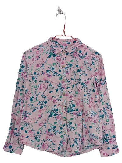LANDS' END Mädchen Bluse Blumenmuster Rosa Gr. 140 L 10-12