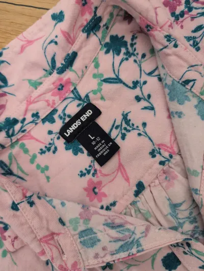 LANDS' END Mädchen Bluse Blumenmuster Rosa Gr. 140 L 10-12