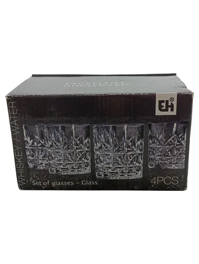 Excellent Houseware Whisky Gläser Set 4 Stück Glasoptik Transparent