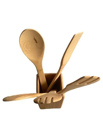 Bambum Bambus Kochutensilien Set 5-teilig Küchenhelfer Beige 30cm