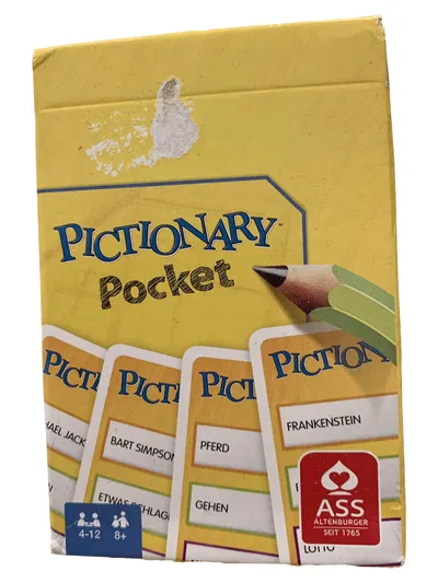 ASS Altenburger Pictionary Pocket Partyspiel Kartenspiel Reisespiel ab 8 J