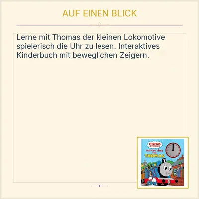 Thomas & Friends Tell the Time with Thomas Activity Buch Uhr Lernbuch Kinder