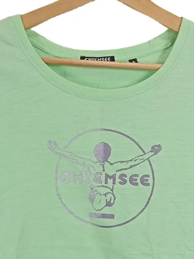 CHIEMSEE Damen T-Shirt Gr. S grün Logo-Print Sportswear Casual