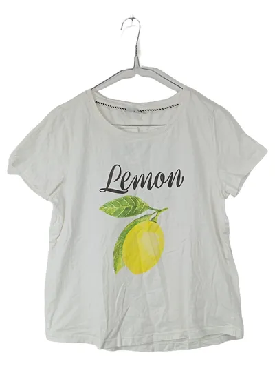 Pigalle Damen T-Shirt Zitronenprint Lemon Weiß Gr. M Baumwolle