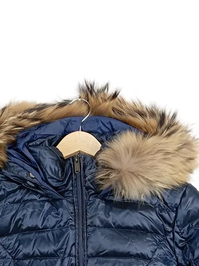 Bomboogie Damen Steppjacke Gr. S Navy Blau Pelzkragen Kapuze Daunenjacke