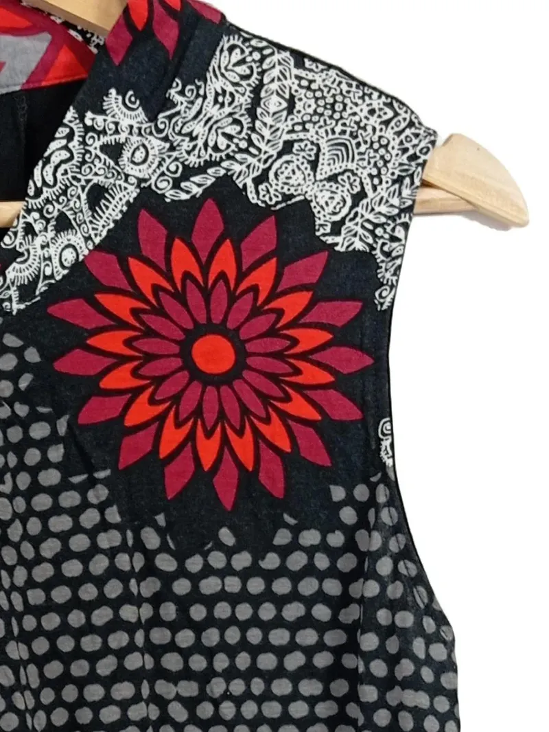 Desigual Damen Bluse Ärmellos Gr. 36/S Mandala Blumenmuster Mehrfarbig 4