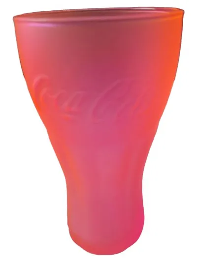 Coca Cola Sammelglas McDonalds Trinkglas Pink Frosted 400ml