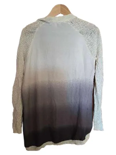 Anna Field Damen Strickjacke Gr. 38 Ombré Farbverlauf Beige Grau