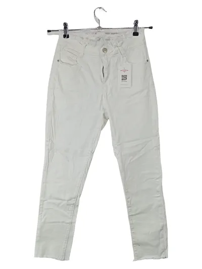 See See Paris Damen Jeans Wide Fit Weiß Gr. 36 Fransenbund