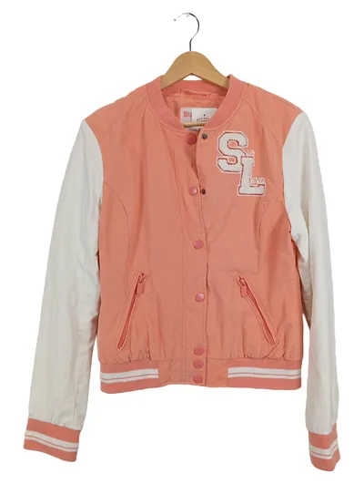 SUBLEVEL Damen College Bomberjacke Rosa Weiß Gr. L Varsity Jacke