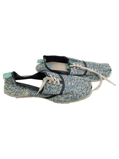 Rueda Damen Espadrilles Gr. 39 Blau Weiß Blumenmuster Handmade