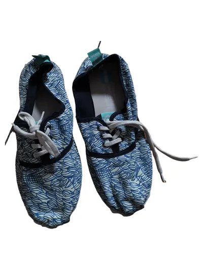 Rueda Damen Espadrilles Gr. 39 Blau Weiß Blumenmuster Handmade