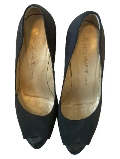 Peter Kaiser Damen Peeptoe Pumps Schwarz Wildleder Plateau Gr. 39 Elegant