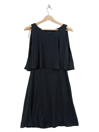comma, Cocktailkleid Damen Gr. 32 Schwarz Elegant Ärmellos Rüschen