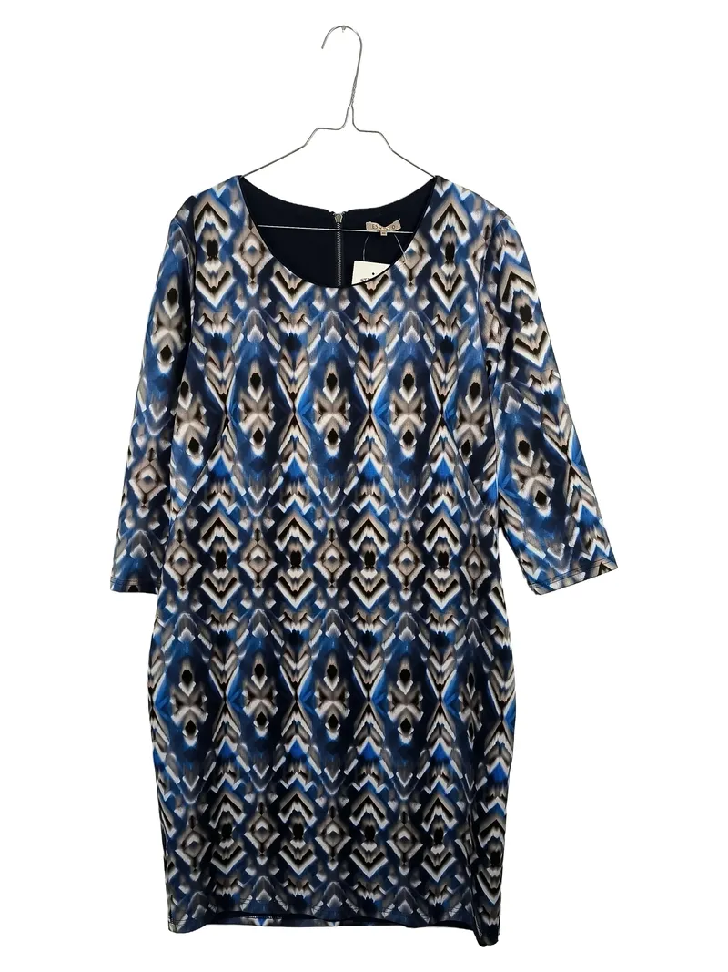 EsQualo Damen Businesskleid Gr. 42/XL Blau Geometrisch 3/4-Arm 1