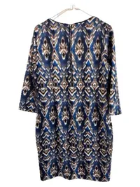 EsQualo Damen Businesskleid Gr. 42/XL Blau Geometrisch 3/4-Arm 2