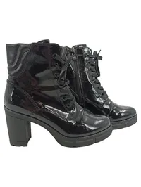 Marco Tozzi Damen Schnürstiefelette Gr. 39 Schwarz Lack Blockabsatz 1