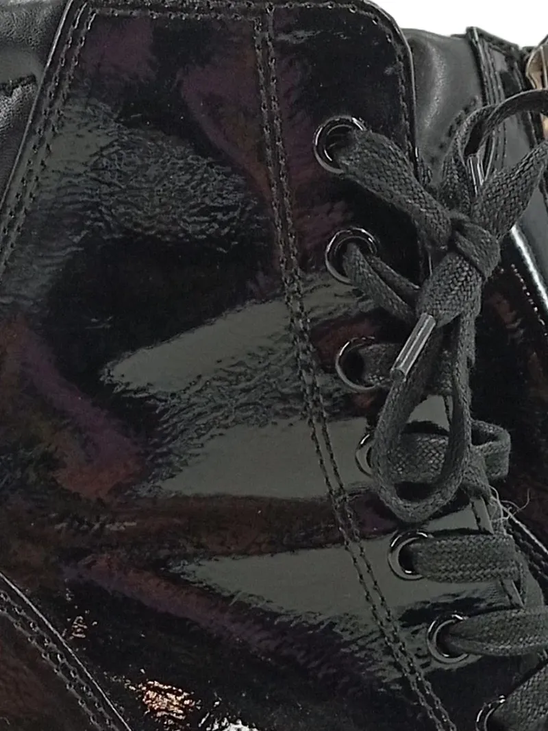 Marco Tozzi Damen Schnürstiefelette Gr. 39 Schwarz Lack Blockabsatz 2