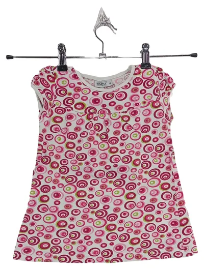 OKAY Mädchen Kleid Gr. 98 Baumwolle Sommerkleid Kreise Bunt Pink Geometrisch