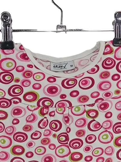 OKAY Mädchen Kleid Gr. 98 Baumwolle Sommerkleid Kreise Bunt Pink Geometrisch