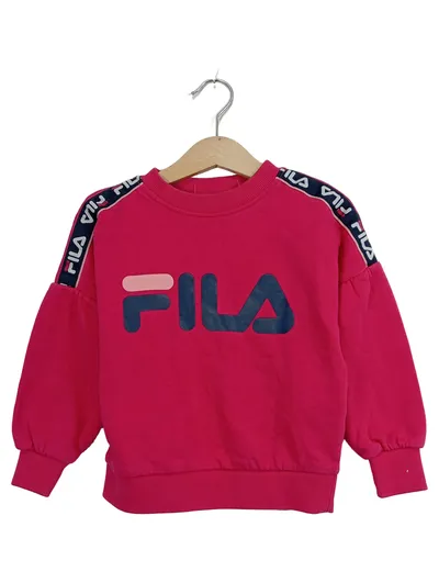 FILA Sweatshirt Kinder Mädchen Pink Logo Baumwolle Gr. 98 Freizeit