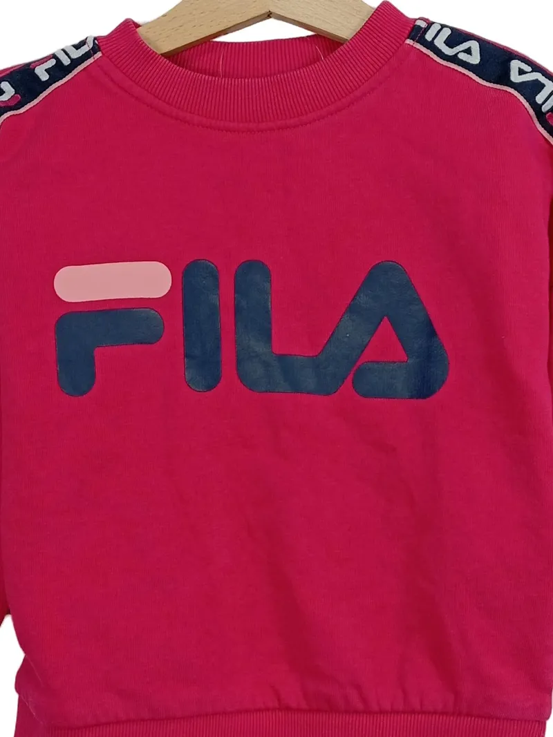FILA Sweatshirt Kinder Mädchen Pink Logo Baumwolle Gr. 98 Freizeit 2