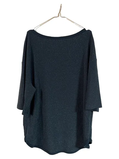 Imperial Damen Shirt Pullover Gr. 36/S Blau Glitzer Metallic Party Oberteil