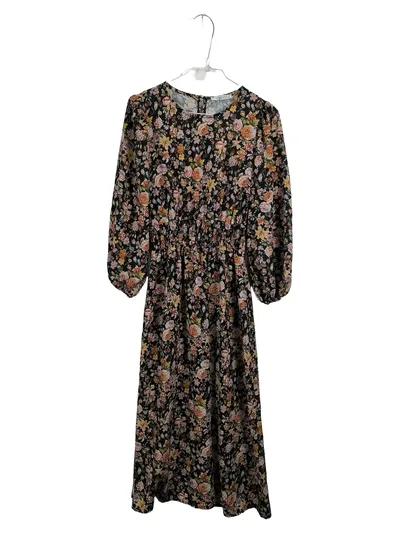 Hailys Damen Maxikleid Blumenmuster Langarm Schwarz Gr. XS