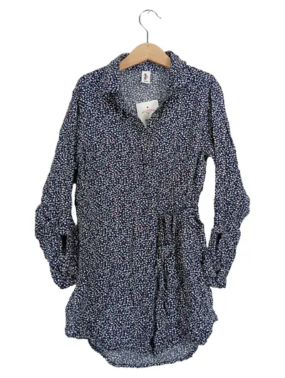 YIGGA Mädchen Blusenkleid Blumenmuster Blau Gr. 146/152 Viskose