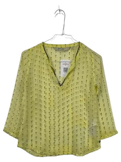 Garcia Jeans Mädchen Bluse Gr. 140/146 Gelb Palmen Perlenverzierung