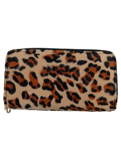 JUST GLAMOUR Damen Geldbörse Leopardenmuster Animal-Print Reißverschluss