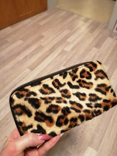 JUST GLAMOUR Damen Geldbörse Leopardenmuster Animal-Print Reißverschluss