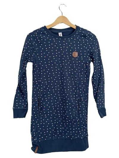 YIGGA Mädchen Sweatkleid Gr. 146/152 Blau Punkte Langarm