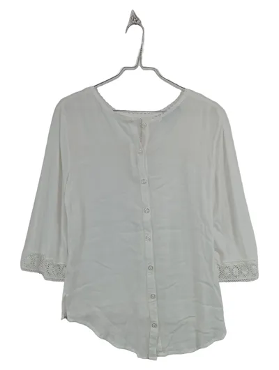 Country Line Damen Trachtenbluse Weiß Gr. 40 Spitze 3/4-Arm Baumwolle