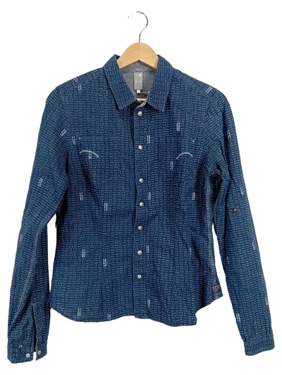 G-Star RAW Herren Freizeithemd Langarm Blau Gr. M Baumwolle Denim