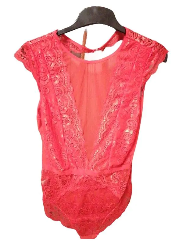 Avidlove Damen Body Spitze Rot Gr. 38/M Dessous Lingerie Bodysuit 3