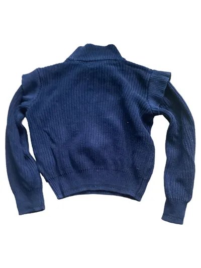 WE Mädchen Pullover Rollkragen Gr. 134/140 Blau Rüschen Baumwolle Glitzer Casual