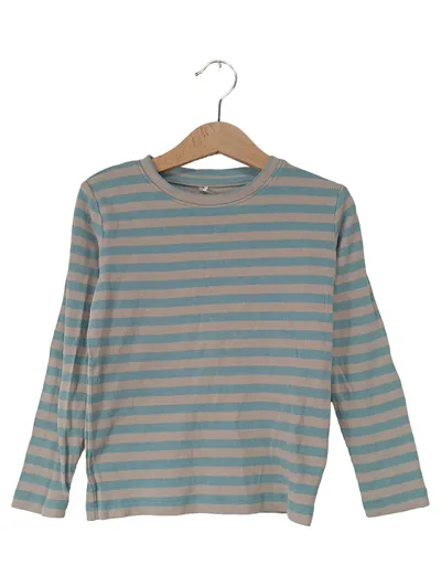 NAME IT Langarmshirt Kinder Gr. 110 Gestreift Türkis Beige Rippstrick