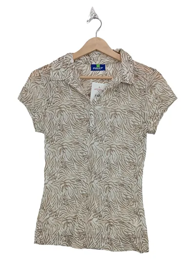 Daily Sports Damen Poloshirt Zebra-Muster Beige Gr. 38/M Kurzarm