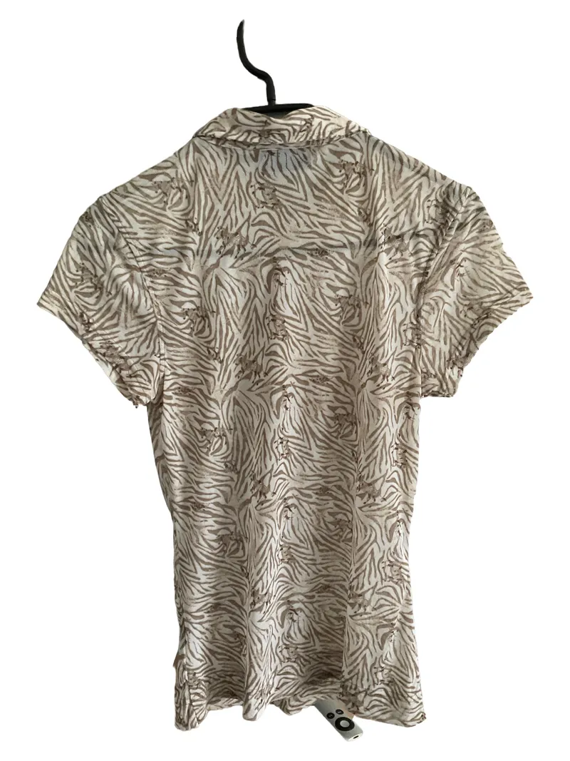 Daily Sports Damen Poloshirt Zebra-Muster Beige Gr. 38/M Kurzarm 2